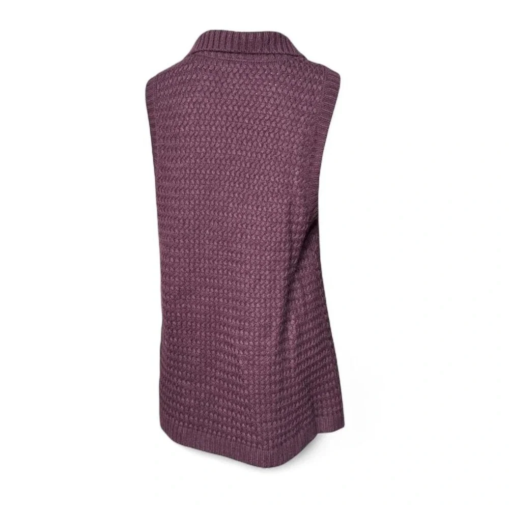 Style & Co Maroon Toggle Knit Sweater Vest L Sleeveless Cardigan Grunge Emo boho - Picture 3 of 4